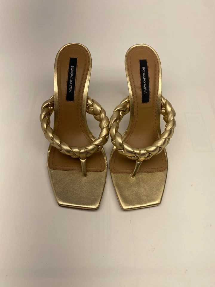 Sandalias de tacón trenzado BCBGMAXAZRIA para mujer Bella punta cuadrada talla 8 Foto 2 de 4