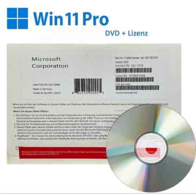 Microsoft Windows 11 Pro 64Bit Deutsch OEM COA DSP LCP + DVD PROFESIONAL KEY