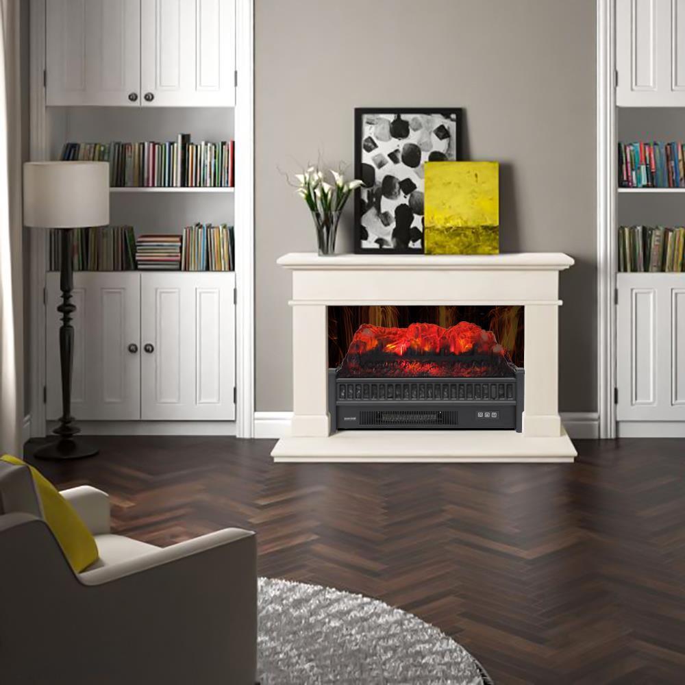 23u0026#034; 1400W Indoor Electric Fireplace Fake Log Insert LED Glowing  Heating Black | eBay