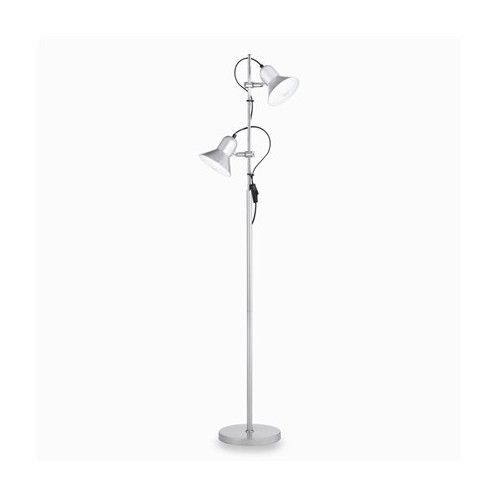 IDEAL LUX POLLY PT2 ARGENTO, piantana moderna lampada da terra in metallo 2 luci