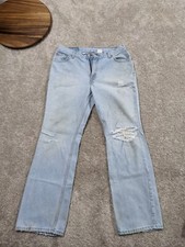 Vintage USA MADE LEVIS Womens 15 JR M 517 Low Boot Denim Jeans 32x32 Distressed