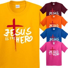 Jesus Christian Kid's T-Shirt Faith Hero Religious Church USA Funny New Gift Tee
