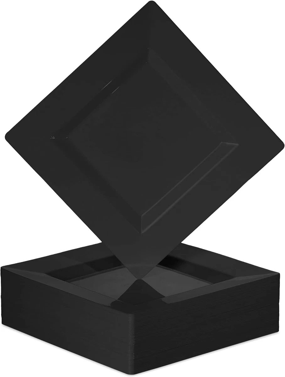Black plastic square plates cheap