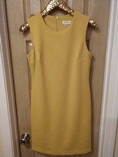 Calvin Klein Elegant Mustard Yellow Stretch Dress Sz 8 , Pre-owned Excellent