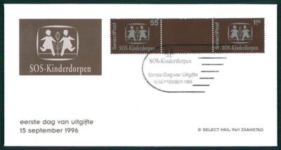NIEDERLANDE FDC 1996 SELECT POST GUTTER PAIR SOS KINDERDORF KINDER CHILDREN hh81