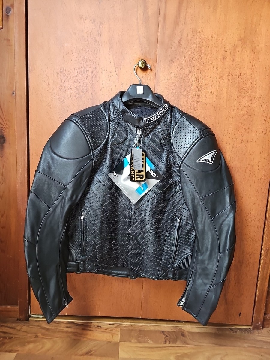 Teknic Black Padded Leather Motorcycle Motocross Racing