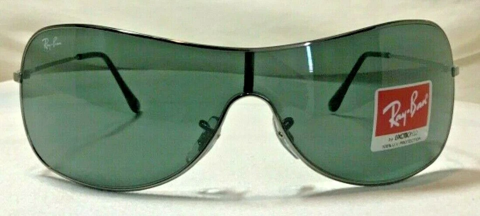 GAFAS DE SOL RAY BAN RB3211 PARA HOMBRE PROTECTORAS PLATEADAS METAL VERDE LENTES NUEVAS CON ETIQUETAS