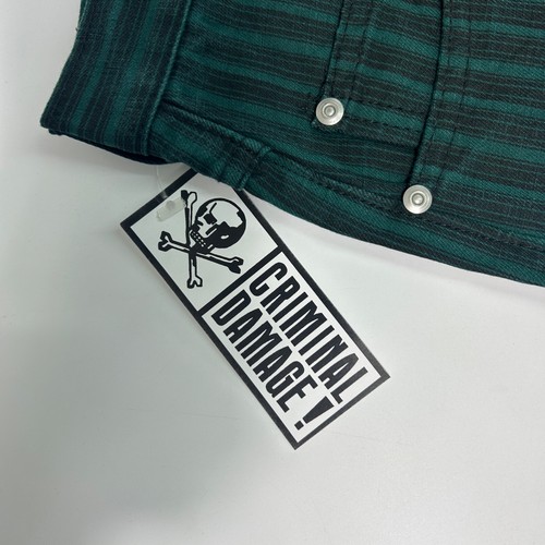 NUOVO Criminal Damage pantalone jeans uomo verde gessato vita 30 pollici puro cotone - Foto 6 di 10