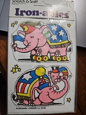 3X Vintage 80s Scratch & Sniff Iron-ables 1984 POLITICAL ELEPHANTS + Easter
