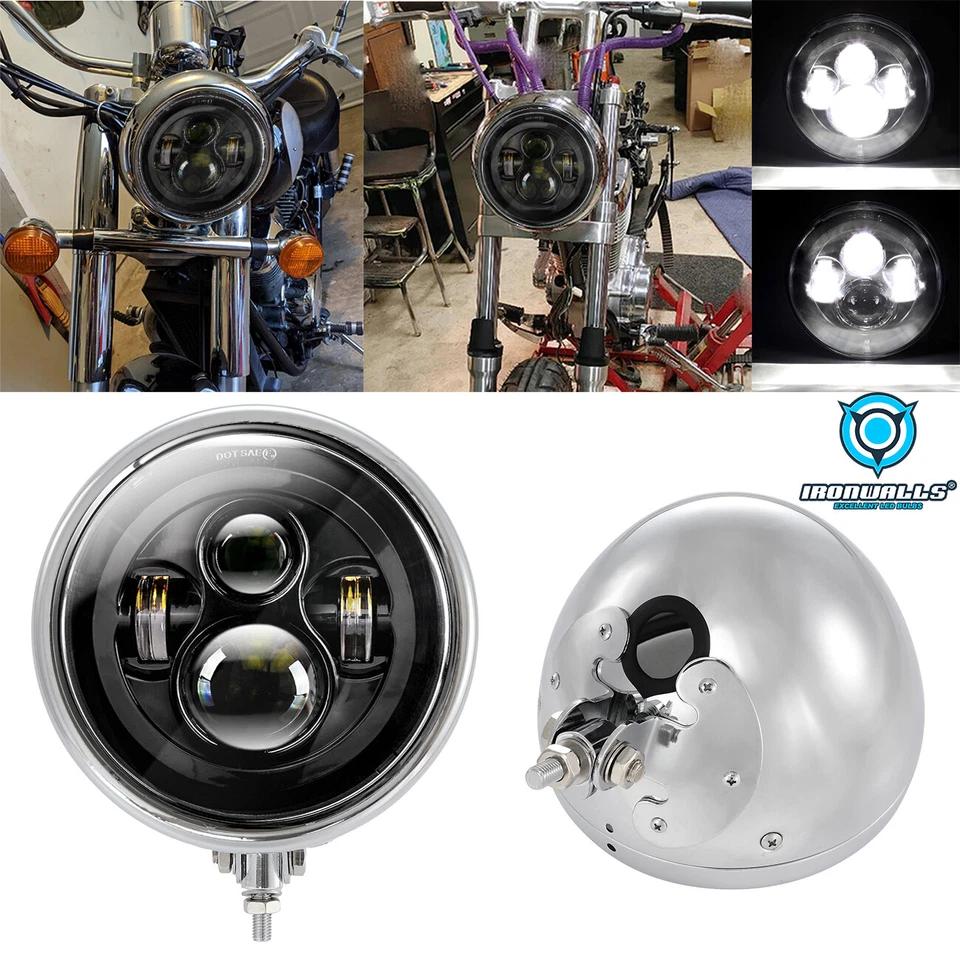 7-дюймовая светодиодная фара Hi/Lo + корпус ведро для Kawasaki Vulcan 900 VN900C на заказ сделано в США - Изображение 2 из 4