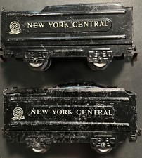 2 Vintage Marx O Scale Marlines Tin New York Central Coal Tender Train Car