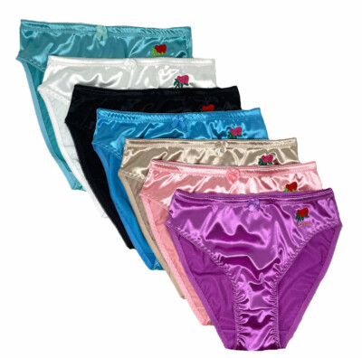 2-6 Satin Shine Love Rose Bikini Panties Sissy style Cheeky Shiny Underwear 3123