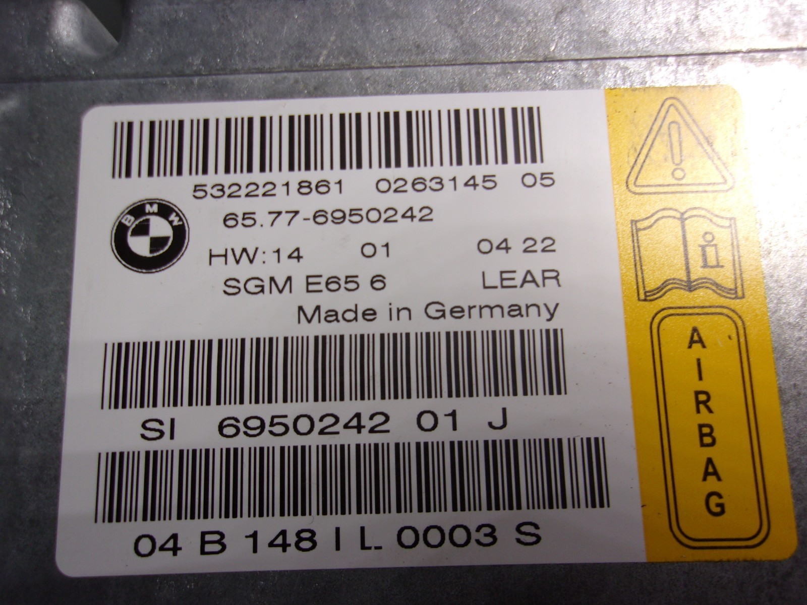 02-05 BMW 745I AIRBAG CONTROL MODULE 65776950242 OEM AS56 | eBay 