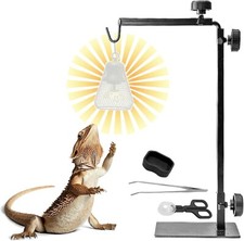 Reptile Lamp Stand Adjustable Heat Terrarium Light Holder w/ Feeding Kit New