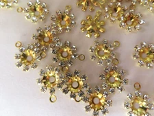 36 Swarovski multi-Rhinestone 1-loop round brass drops 12mm/ Crystal.