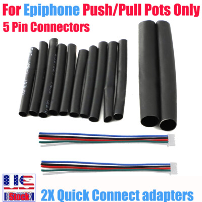 2 Quick 5 Pin Connect Adapters For Epiphone Push Pot Pickup Connectors Pro Plug