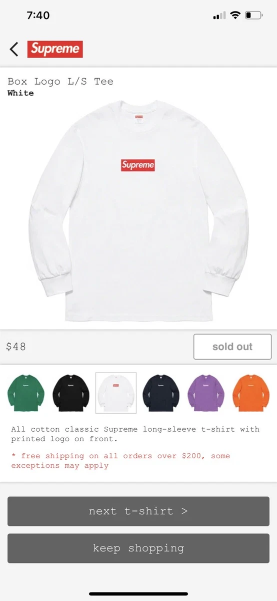 Supreme White Box Logo L/S Tee Large Ready To Ship Size L / 100