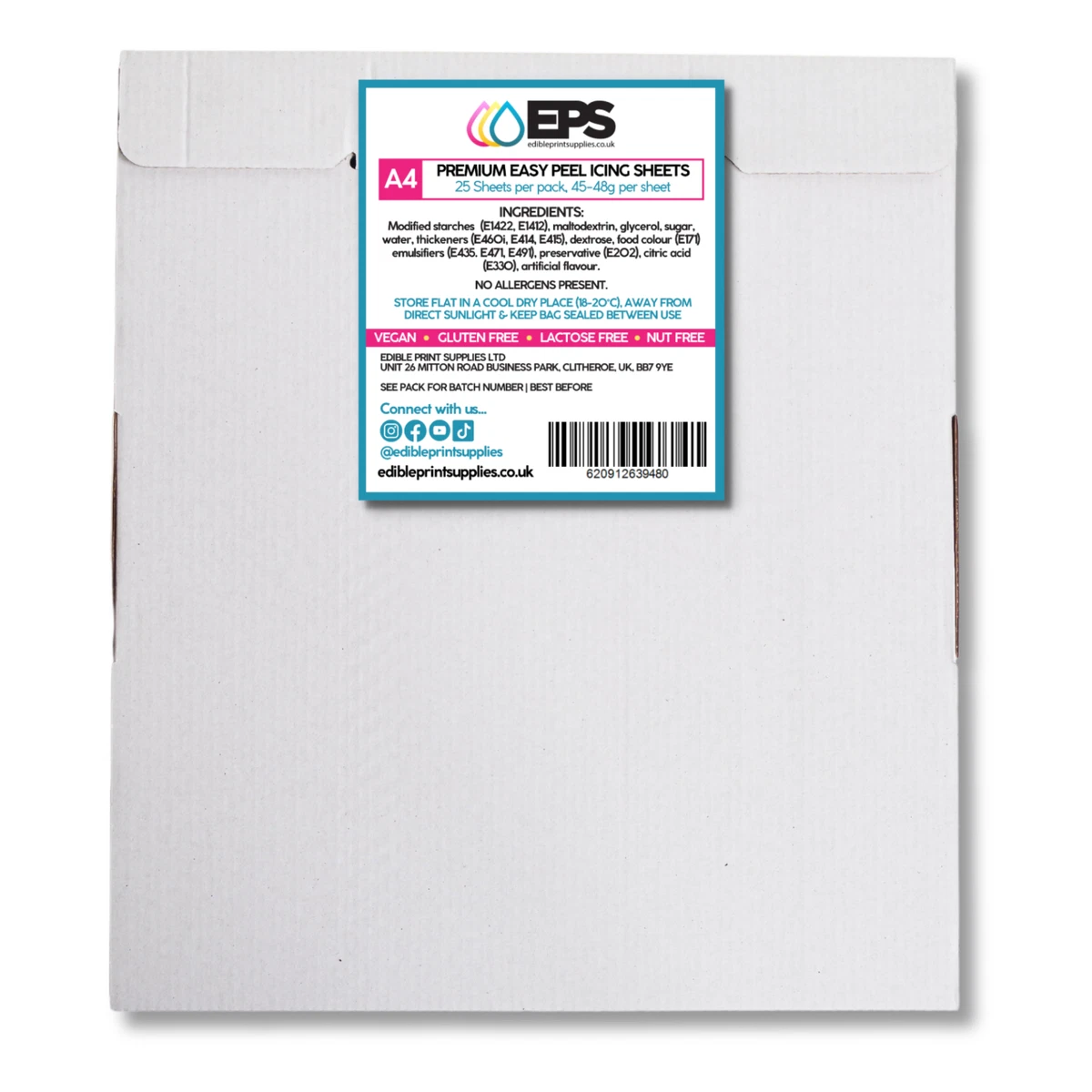 EPS Premium Easy Peel Glasur Blätter für essbaren Druck - DIN A4 - 25er Pack