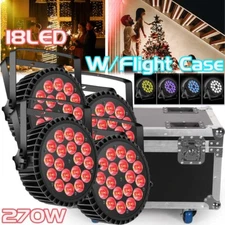 270W RGBW 18LED Par Stage Light DMX Disco Wedding Party Show Bar Lighting W/Case