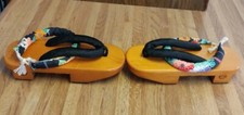 Japanese Wooden Geta Sandals 10.00" Samurai Yukata Kimono Shoes Asanoha