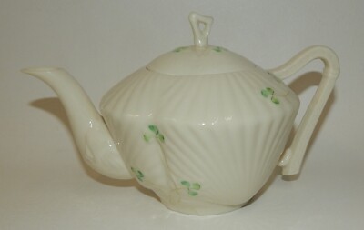 Belleek Ireland Harp Shamrock Teapot