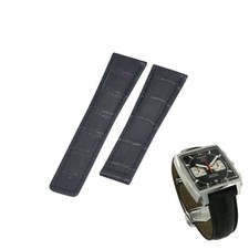 22mm Black Leather Watch Strap For Tag Heuer Monaco CW2115