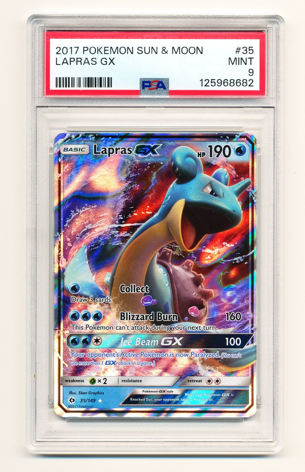 2017 Pokemon Sun & Moon #35 Lapras GX - MINT PSA 9