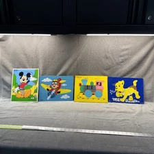 Lot of 4 Vintage PlaySkool Sifo Wooden Board Puzzles 1 Complete-missing 1 Pc On3