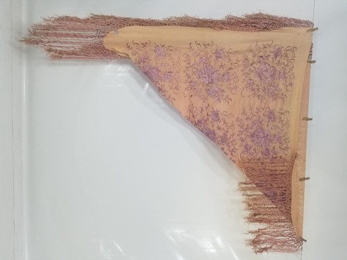 Vintage Traditional Chinese Floral Embroidered Silk Piano Shawl 127x116cms - Picture 12 of 12