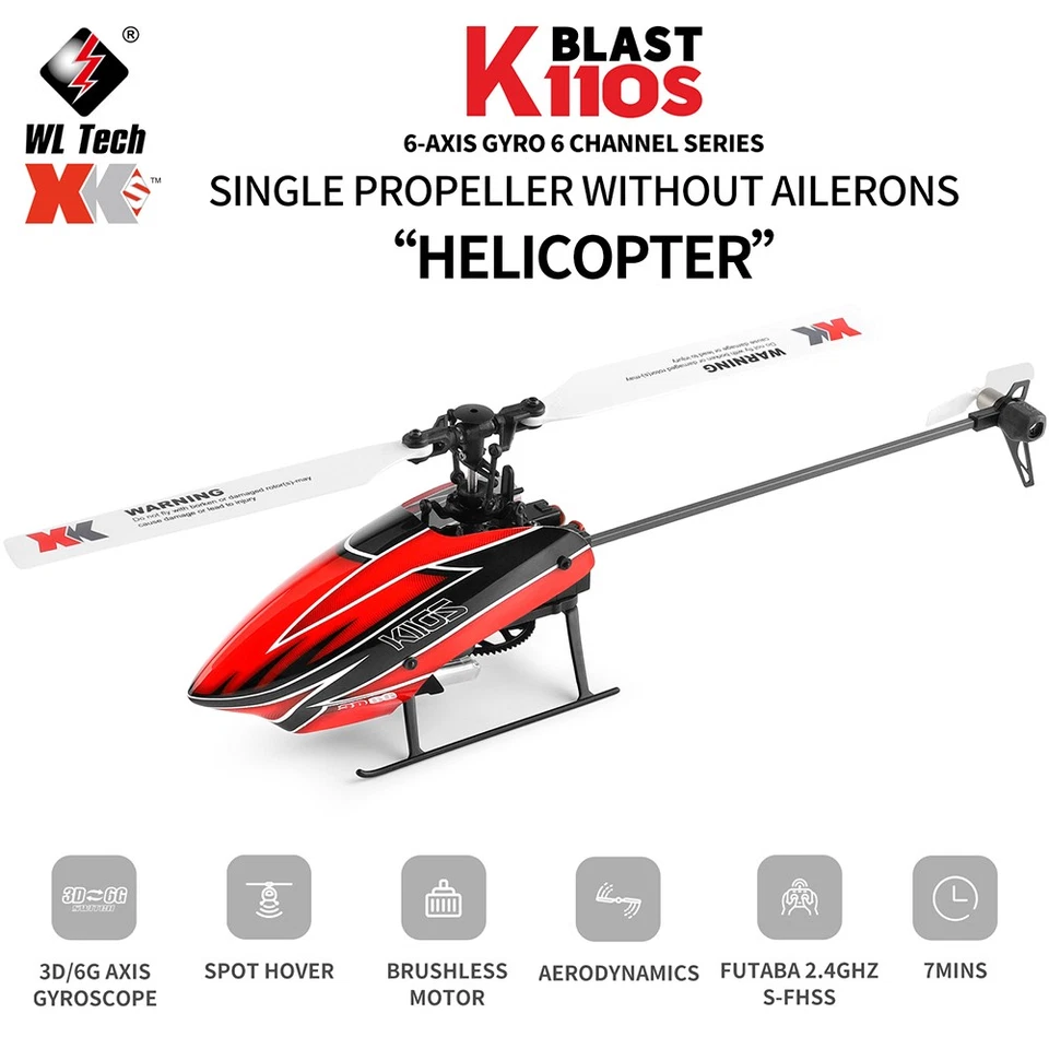 Wltoys XK K110S 6CH 3D 6G System Single Paddle Brushless RC Helicopter Aircraft - Image 2 of 4