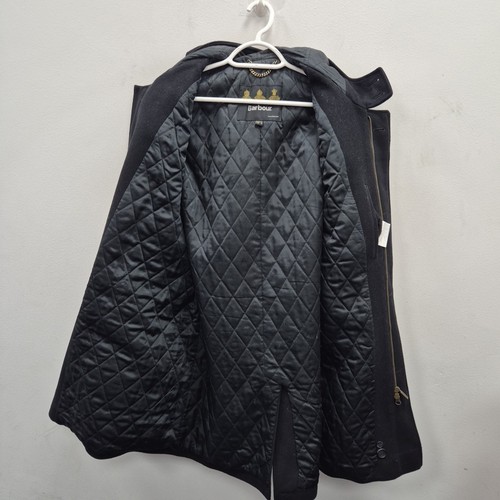 Barbour Wool Country Black Winter Duffle Heavy Warm Jacket Coat Size XL C 42 - Picture 3 of 10