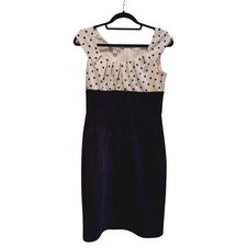 Dressbarn Sheath Dress Womens 8 Black Elegant Party Date Night polka dot career