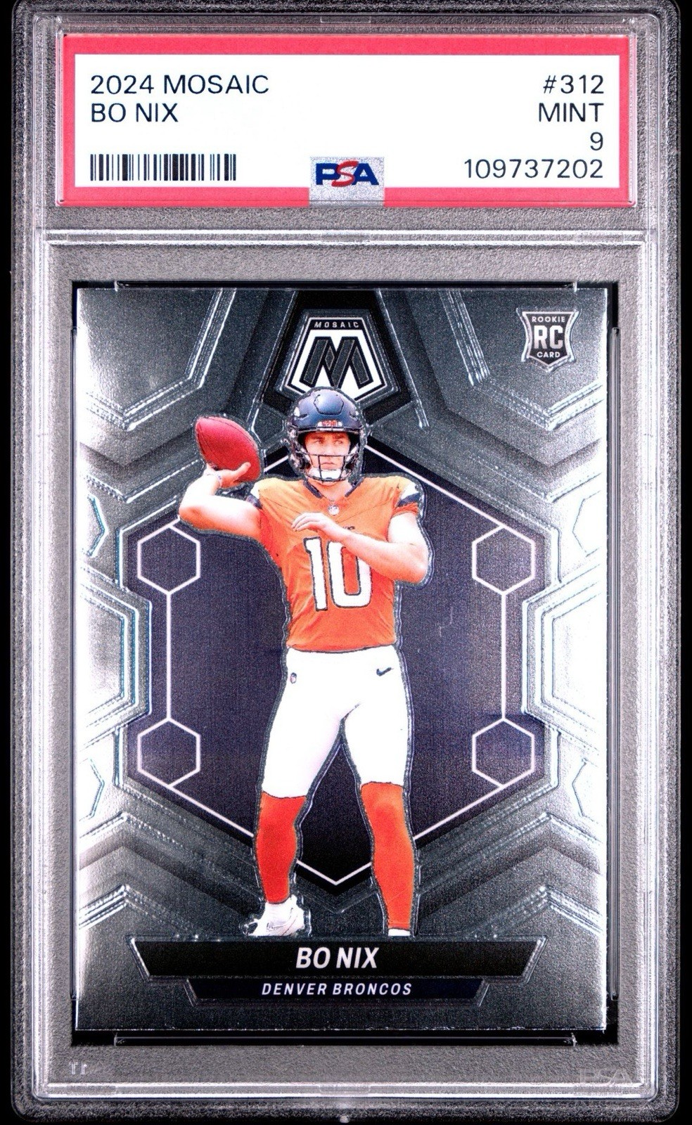 2024 Panini Mosaic Bo Nix #312 PSA 9 RC Denver Broncos