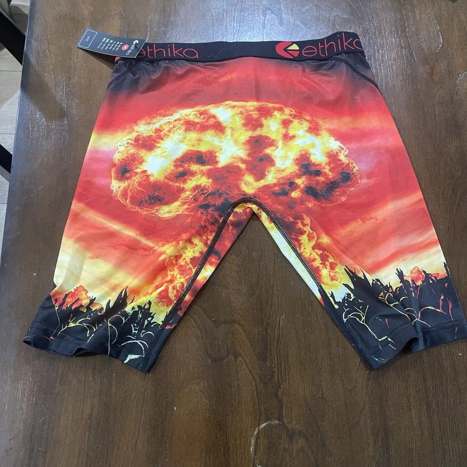 Ethika Head Banger Fire Plume Yellow Orange Black Long Boxers Medium - Image 4 of 4