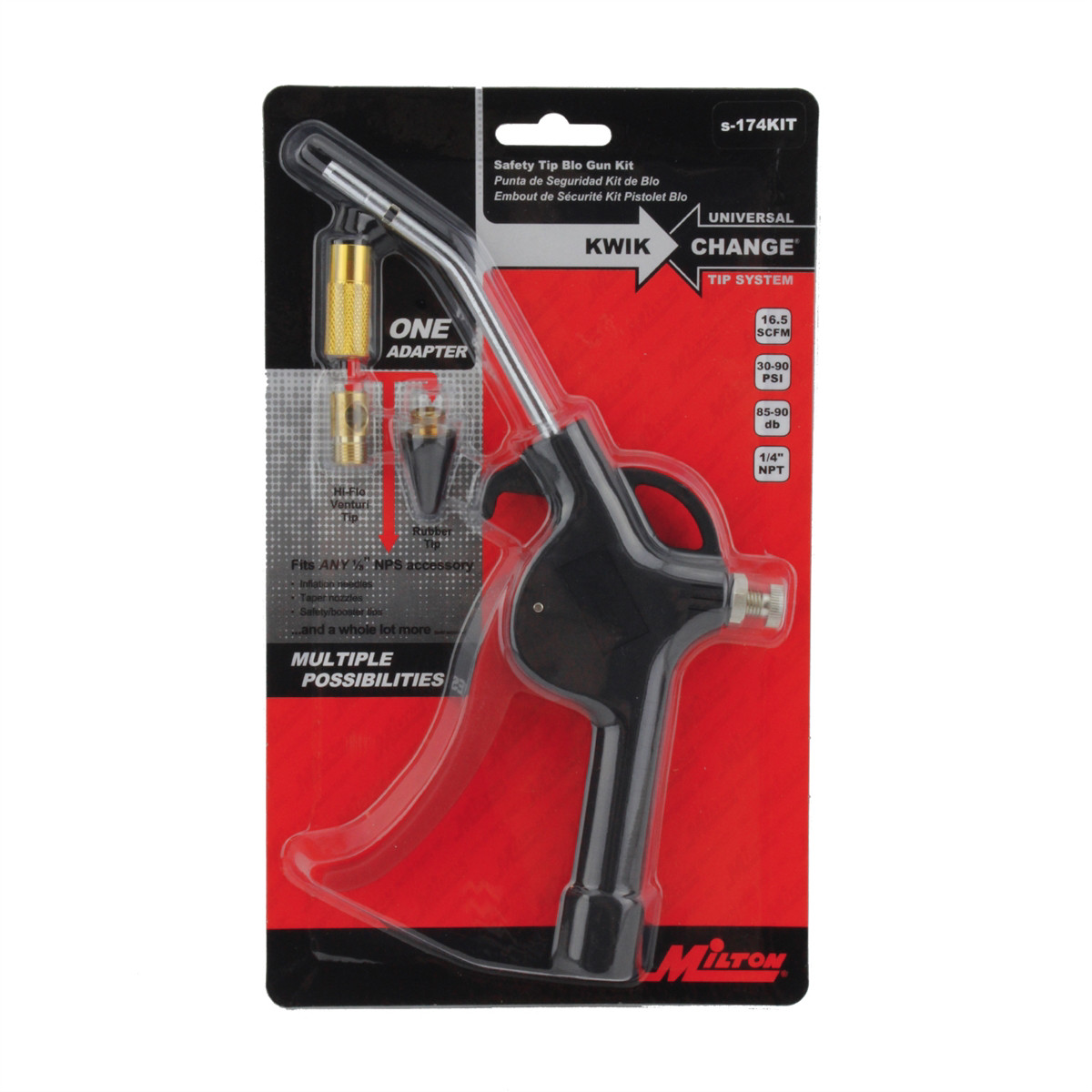Milton Industries 4" Blow Gun, Vari, Tip Kit
