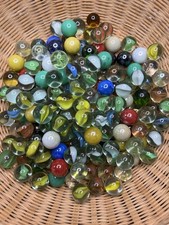 Glass Marble Lot 170 Mixed Cat Eye Solid Color Multicolor Mixed Size Used