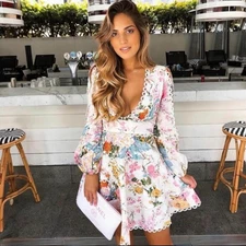 Zimmermann Heathers Dress Size 2 / 12 AU / 8 US Flounce Mini Floral Linen