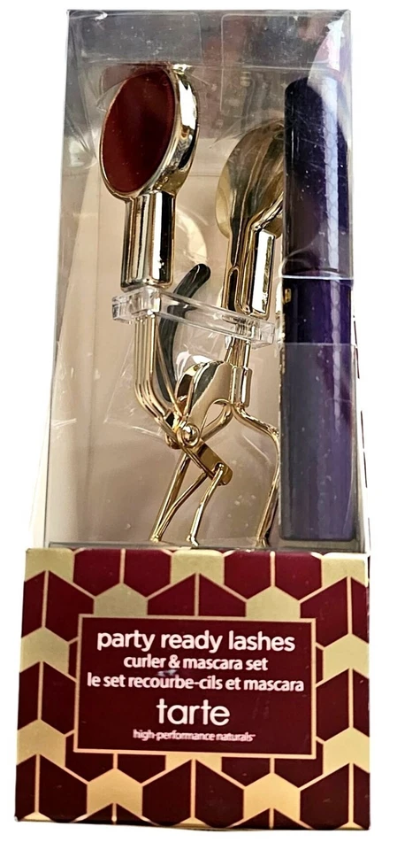 Juego de rizador y rímel de pestañas Tarte Party Ready cruelty-free y vegano dorado y burgo Foto 2 de 4