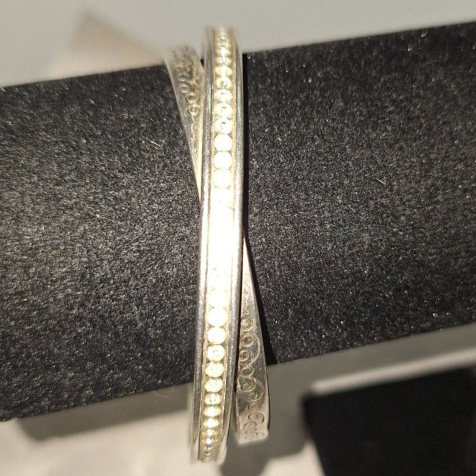 A Vintage Brighton Scrollwork Bangle Bracelet Sil… - image 4