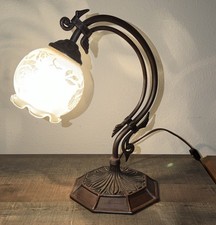 Vintage Brass Gooseneck 15 Desk Lamp Frosted ...