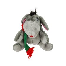 Disney Winnie the Pooh Eeyore Plush Gray Donkey Green Scarf Red Bow Vintage 7in