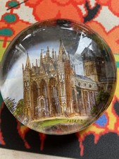 Antique Paperweight, Peterborough Cathedral Picture backed Glass