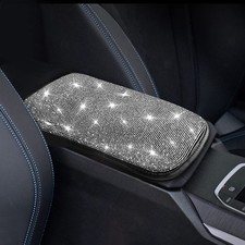 FUNOJOY Car Armrest Cover for Women White Diamond Rhinestone Bling Car Access...