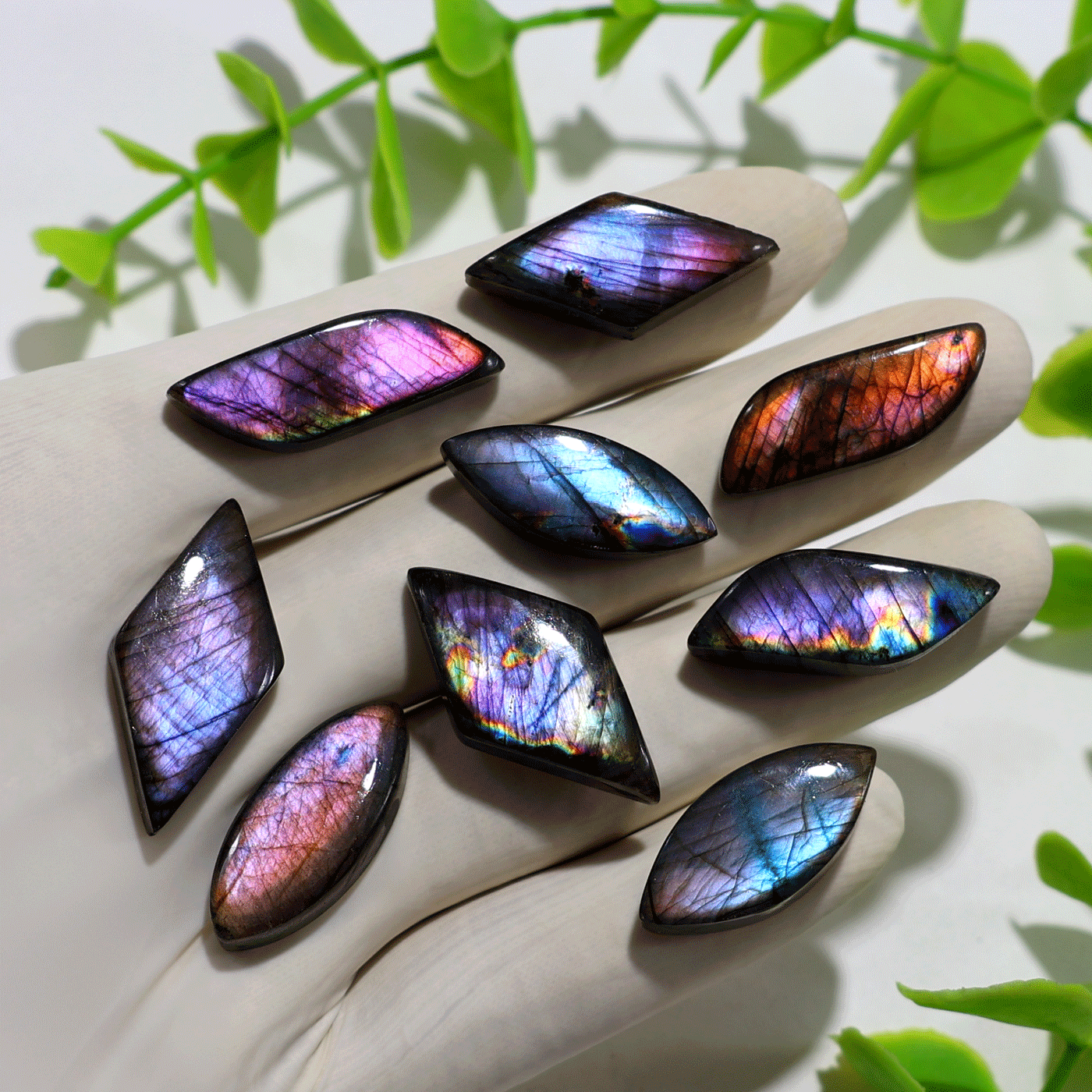 Finland 9 PC Natural Spectrolite Hi-Grade 27mm-32mm Cabochon Loose ...