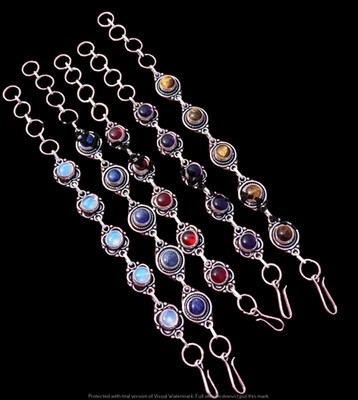 Lot! Amethyst & Mix Gemstone Chain Bracelets 925 Sterling Silver Plated Jewelry