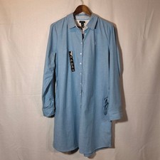 US Polo Assn Womens Light Blue Long Sleeve Button Down Shirt Dress XL