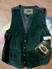 NWT G-III mens Vtg Suede Leather Vest Cowboy Western Rodeo size large bike green