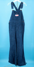 VTG Women's 70s Dark Blue Denim UFO Bellbottom Overalls Sz XS/S 30" 1970s