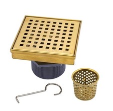 New Oatey Designline 4 x 4 Stainless Steel Shower Drain Square Cover, Gold