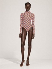FENSI Light Blue and Orange Checkered Bodysuit